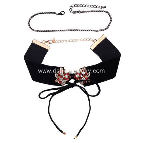 Crystal Charm Velvet Choker Vintage Chain Statement Necklace